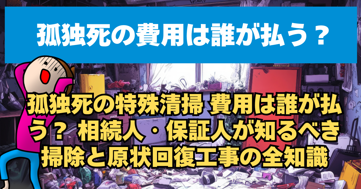 孤独死の特殊清掃 費用は誰が払う？ 相続人・保証人が知るべき掃除と原状回復工事の全知識