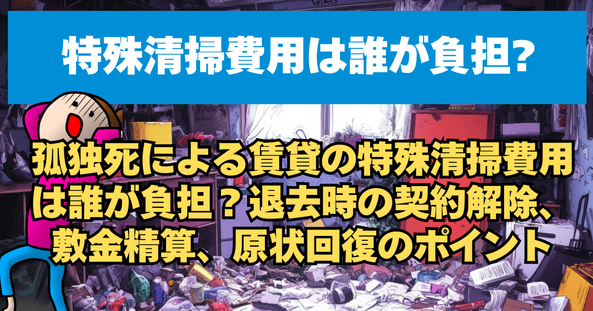 孤独死による賃貸の特殊清掃費用は誰が負担？退去時の契約解除、敷金精算、原状回復のポイント