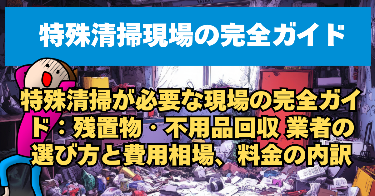 特殊清掃が必要な現場の完全ガイド：残置物・不用品回収 業者の選び方と費用相場、料金の内訳