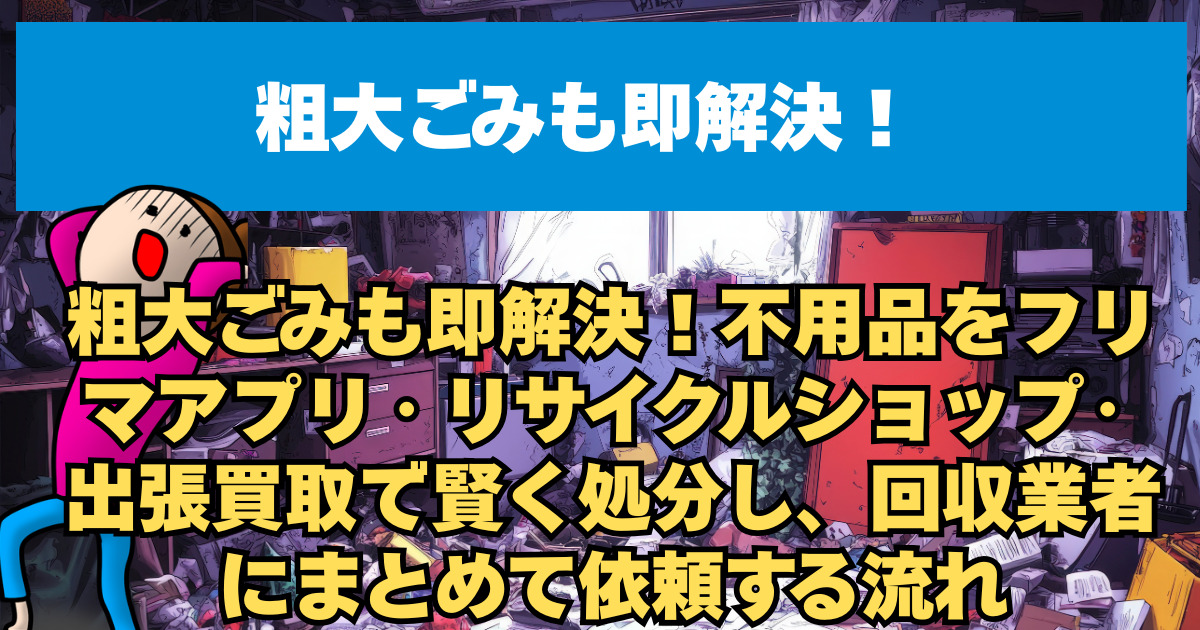 粗大ごみも即解決！不用品をフリマアプリ・リサイクルショップ・出張買取で賢く処分し、回収業者にまとめて依頼する流れ